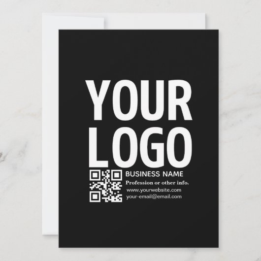 Ihr Logo mit bearbeitbarem QR-Code und Text Einladung (Vorderseite)