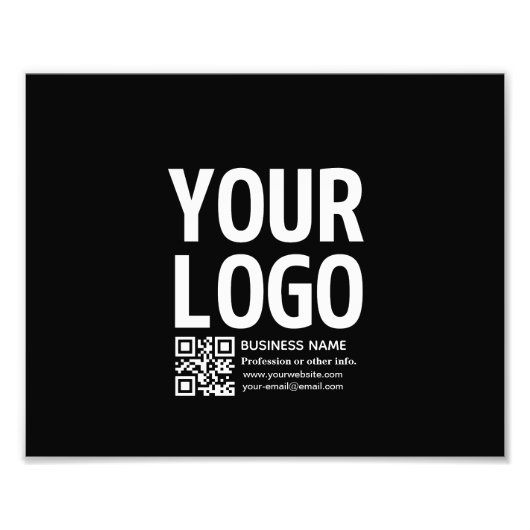 Ihr Logo mit bearbeitbarem QR-Code und Text Fotodruck (Vorne)