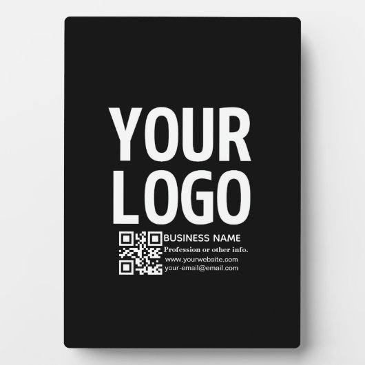 Ihr Logo mit bearbeitbarem QR-Code und Text Fotoplatte (Vorderseite)