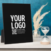 Ihr Logo mit bearbeitbarem QR-Code und Text Fotoplatte (Seite)