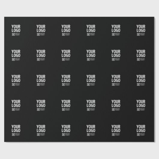 Ihr Logo mit bearbeitbarem QR-Code und Text Geschenkpapier (Flach)