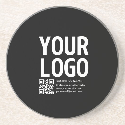 Ihr Logo mit bearbeitbarem QR-Code und Text  Getränkeuntersetzer (Vorne)