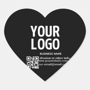 Ihr Logo mit bearbeitbarem QR-Code und Text Herz-Aufkleber
