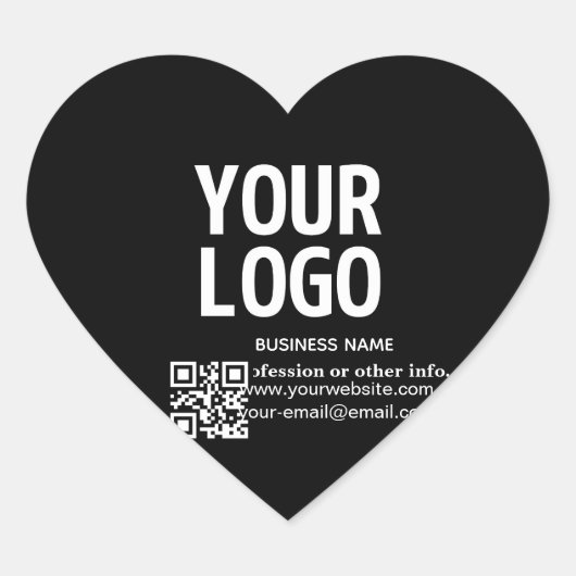 Ihr Logo mit bearbeitbarem QR-Code und Text Herz-Aufkleber (Vorderseite)