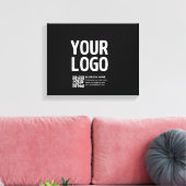 Ihr Logo mit bearbeitbarem QR-Code und Text Leinwanddruck (Insitu (Wohnzimmer))