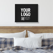 Ihr Logo mit bearbeitbarem QR-Code und Text Leinwanddruck (Insitu (Schlafzimmer))