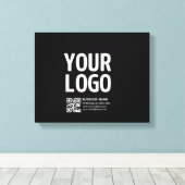 Ihr Logo mit bearbeitbarem QR-Code und Text Leinwanddruck (Insitu (Holzboden))