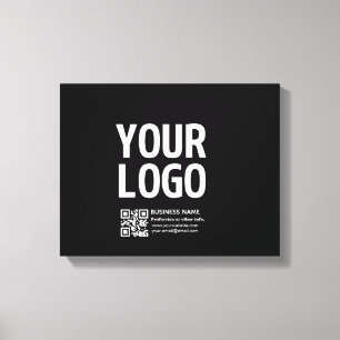 Ihr Logo mit bearbeitbarem QR-Code und Text Leinwanddruck