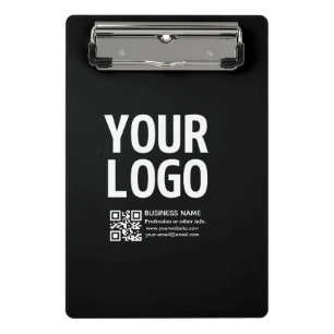Ihr Logo mit bearbeitbarem QR-Code und Text Mini Klemmbrett