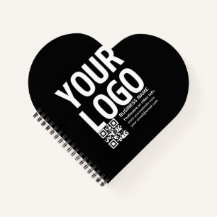 Ihr Logo mit bearbeitbarem QR-Code und Text Notizblock