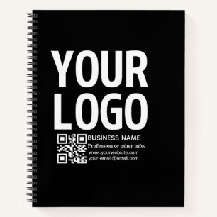 Ihr Logo mit bearbeitbarem QR-Code und Text  Notizblock