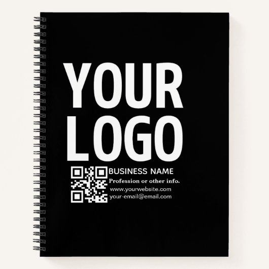 Ihr Logo mit bearbeitbarem QR-Code und Text Notizblock (Vorderseite)