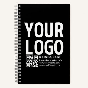 Ihr Logo mit bearbeitbarem QR-Code und Text Notizblock