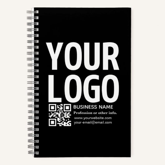 Ihr Logo mit bearbeitbarem QR-Code und Text Notizblock (Vorderseite)