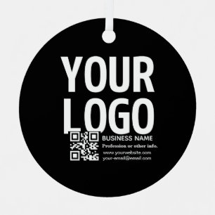 Ihr Logo mit bearbeitbarem QR-Code und Text Ornament Aus Metall