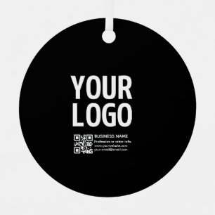 Ihr Logo mit bearbeitbarem QR-Code und Text  Ornament Aus Metall
