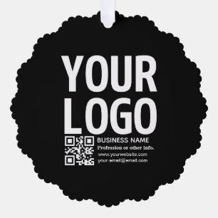 Ihr Logo mit bearbeitbarem QR-Code und Text Ornament Karte