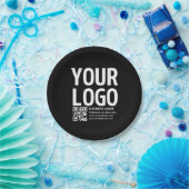 Ihr Logo mit bearbeitbarem QR-Code und Text Pappteller (Party)