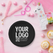Ihr Logo mit bearbeitbarem QR-Code und Text Pappteller (Party)
