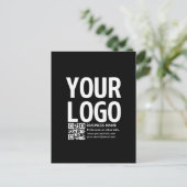 Ihr Logo mit bearbeitbarem QR-Code und Text Postkarte (Stehend Vorderseite)