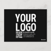 Ihr Logo mit bearbeitbarem QR-Code und Text Postkarte (Rückseite)