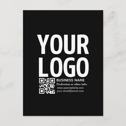 Ihr Logo mit bearbeitbarem QR-Code und Text Postkarte (Vorderseite)