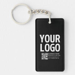 Ihr Logo mit bearbeitbarem QR-Code und Text Schlüsselanhänger