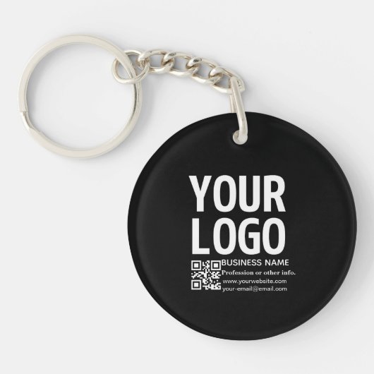 Ihr Logo mit bearbeitbarem QR-Code und Text Schlüsselanhänger (Vorderseite)