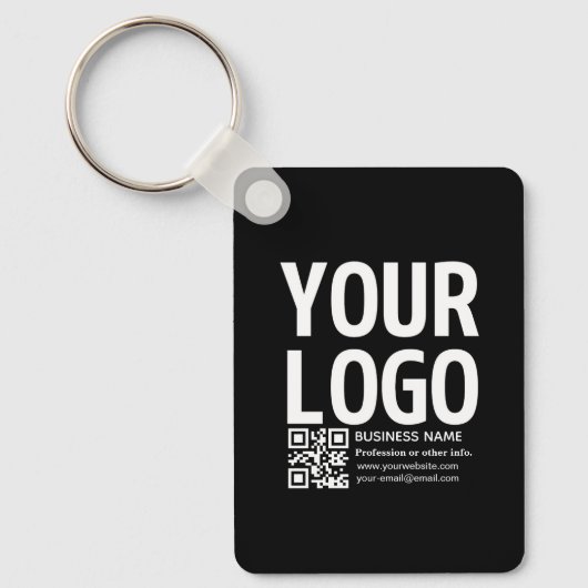 Ihr Logo mit bearbeitbarem QR-Code und Text Schlüsselanhänger (Vorderseite)