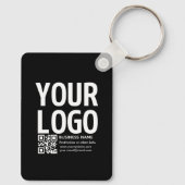 Ihr Logo mit bearbeitbarem QR-Code und Text Schlüsselanhänger (Rückseite)
