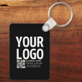 Ihr Logo mit bearbeitbarem QR-Code und Text Schlüsselanhänger (Rückseite)