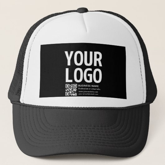 Ihr Logo mit bearbeitbarem QR-Code und Text Truckerkappe (Vorderseite)