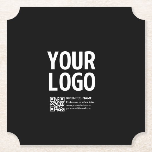 Ihr Logo mit bearbeitbarem QR-Code und Text Untersetzer (Vorderseite)