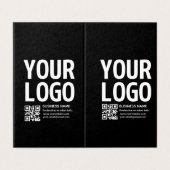 Ihr Logo mit bearbeitbarem QR-Code und Text Visitenkarten (Außenseite Aufgefaltet)