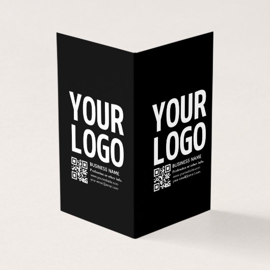 Ihr Logo mit bearbeitbarem QR-Code und Text Visitenkarten (Vorderseite)