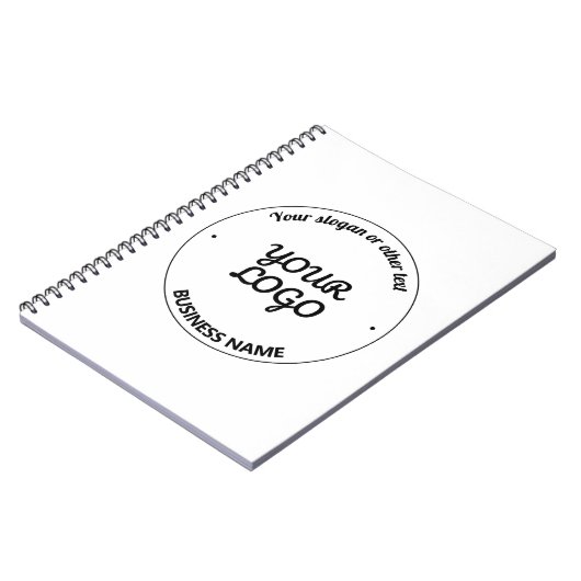 Ihr Logo mit bearbeitbarem Slogan und Firmennamen Notizblock (Linke Seite)