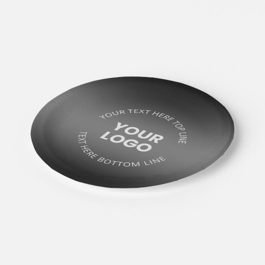 Ihr Logo mit/bearbeitbarer schwarz-weißer Farbe Pappteller (Schrägansicht)
