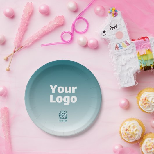 Ihr Logo mit/Bearbeitung von QR-Code und Farbverla Pappteller (Party)