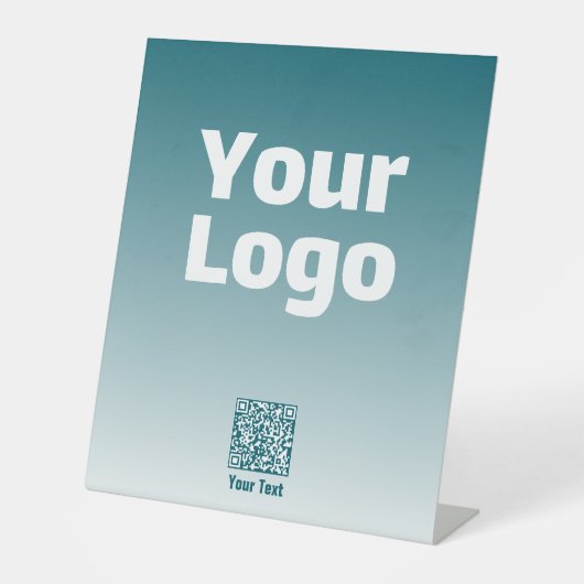 Ihr Logo mit/Bearbeitung von QR-Code und Farbverla Sockelschild (Vorderseite)