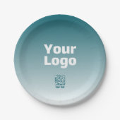 Ihr Logo mit editierbarem QR-Code und Farbverlauf Pappteller (Vorderseite)