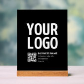 Ihr Logo mit editierbarem QR-Code und Text Acrylschild (Neutral)