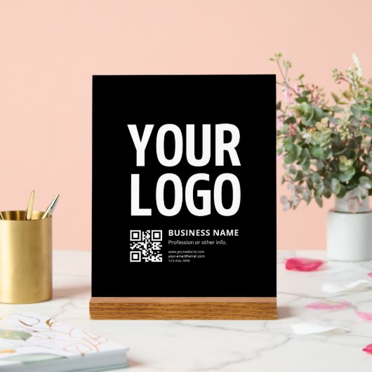 Ihr Logo mit editierbarem QR-Code und Text Acrylschild (Hochzeit)