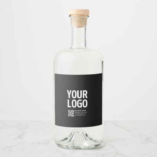 Ihr Logo mit editierbarem QR-Code und Text  Alkoholflaschenetikett (Vorderseite)
