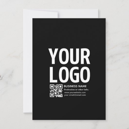 Ihr Logo mit editierbarem QR-Code und Text Ankündigung (Vorderseite)