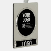 Ihr Logo mit editierbarem QR-Code und Text  Banner-Ornament Silber (Rechts)