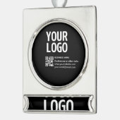 Ihr Logo mit editierbarem QR-Code und Text  Banner-Ornament Silber (Links)