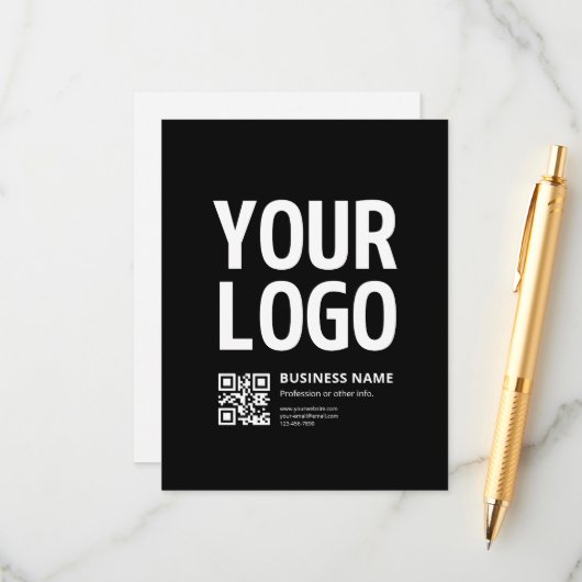 Ihr Logo mit editierbarem QR-Code und Text Begleitkarte (Vorderseite/Rückseite Beispiel)