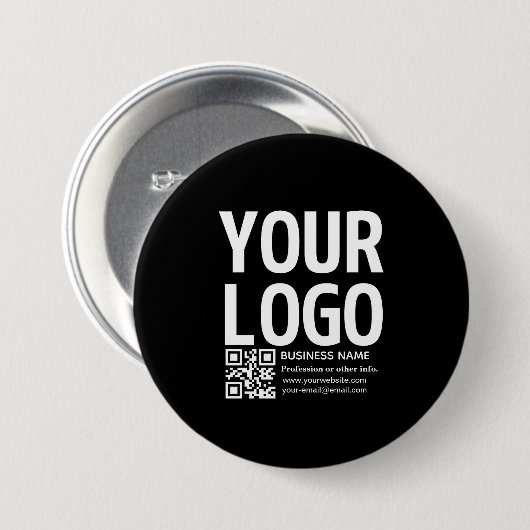Ihr Logo mit editierbarem QR-Code und Text Button (Vorne & Hinten)