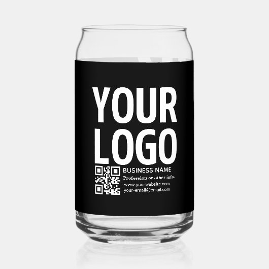 Ihr Logo mit editierbarem QR-Code und Text Dosenglas (Vorderseite)