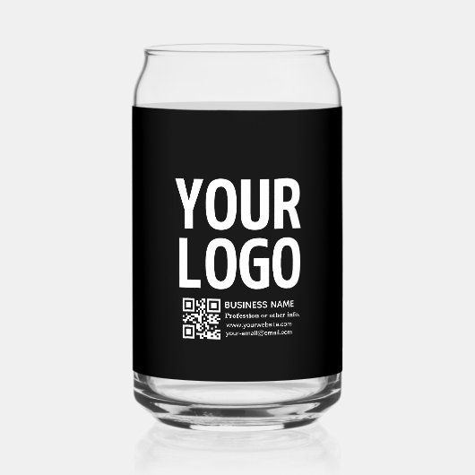 Ihr Logo mit editierbarem QR-Code und Text Dosenglas (Vorderseite)